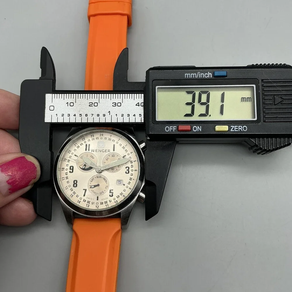 Wenger Terragraph Dual-Time Alarm Model 72750 Watch 39mm Orange Chronograph